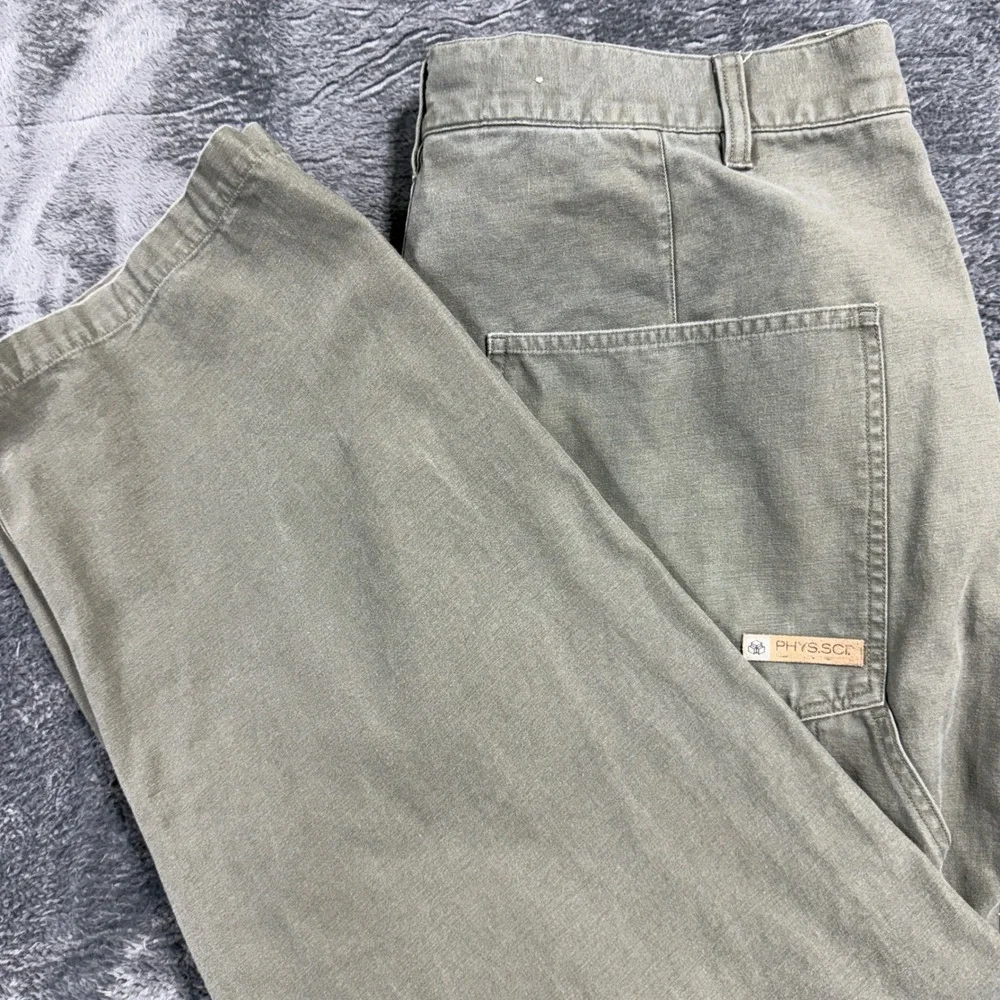 Phys.Sci. Carpenter Pants Mens 38x30 Olive Green Utility Workwear‎ Relaxed Fit